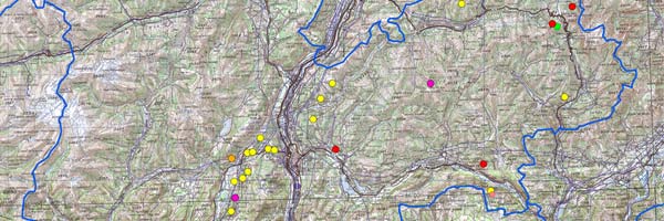 map of the shepherds writings in Trentino - Italy